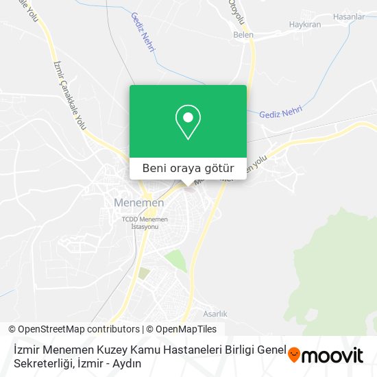 İzmir Menemen Kuzey Kamu Hastaneleri Birligi Genel Sekreterliği harita