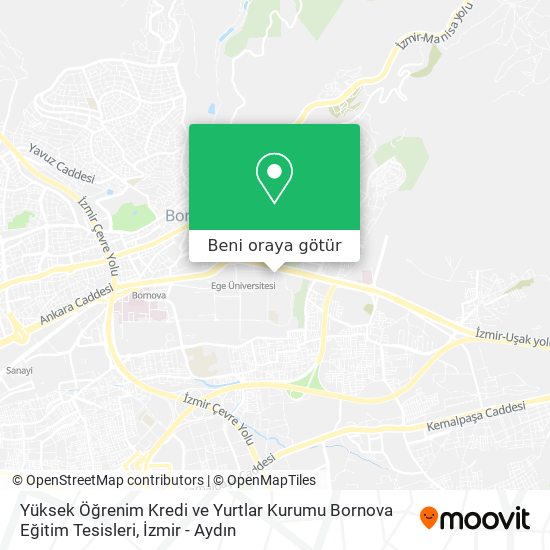 Yüksek Öğrenim Kredi ve Yurtlar Kurumu Bornova Eğitim Tesisleri harita