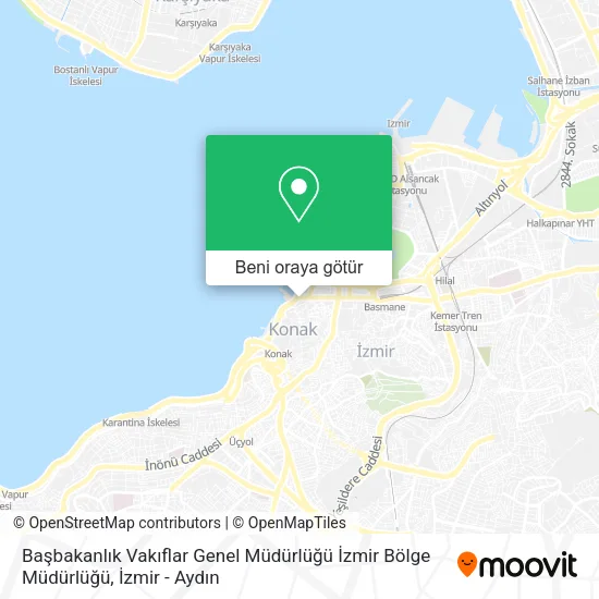 Başbakanlık Vakıflar Genel Müdürlüğü İzmir Bölge Müdürlüğü harita