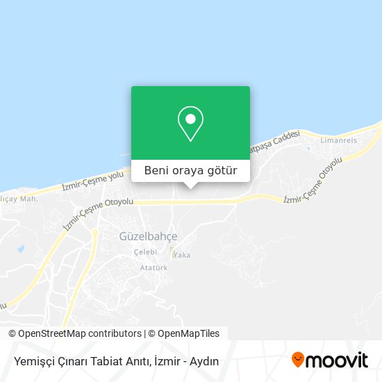 Yemişçi Çınarı Tabiat Anıtı harita