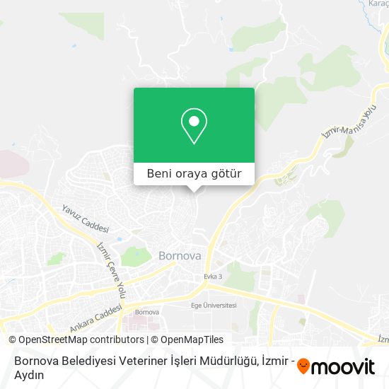 Bornova Belediyesi Veteriner İşleri Müdürlüğü harita