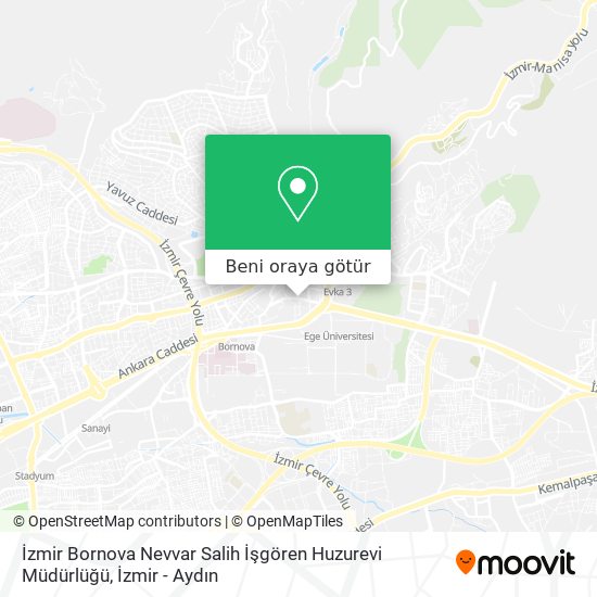 İzmir Bornova Nevvar Salih İşgören Huzurevi Müdürlüğü harita