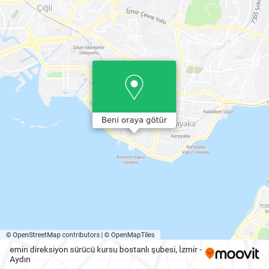 emin direksiyon sürücü kursu bostanlı şubesi harita