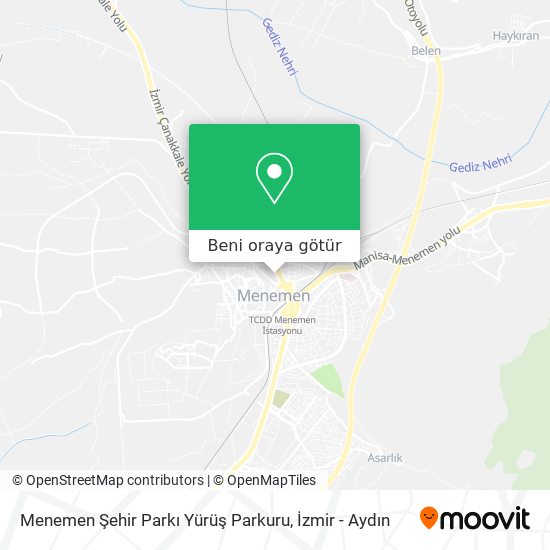 Menemen Şehir Parkı Yürüş Parkuru harita