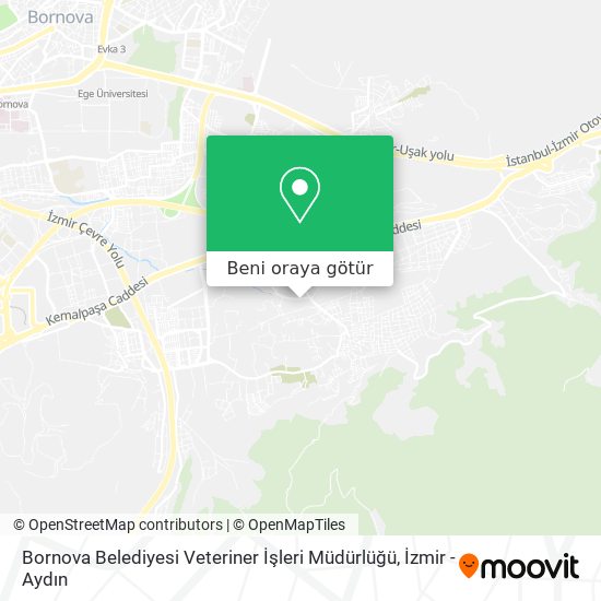 Bornova Belediyesi Veteriner İşleri Müdürlüğü harita