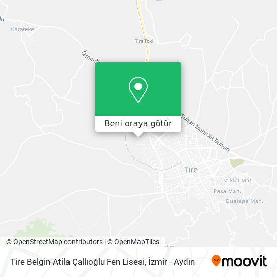 Tire Belgin-Atila Çallıoğlu Fen Lisesi harita