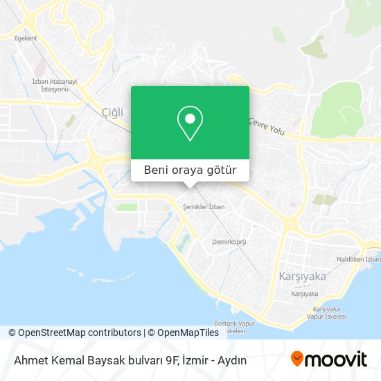 Ahmet Kemal Baysak bulvarı 9F harita