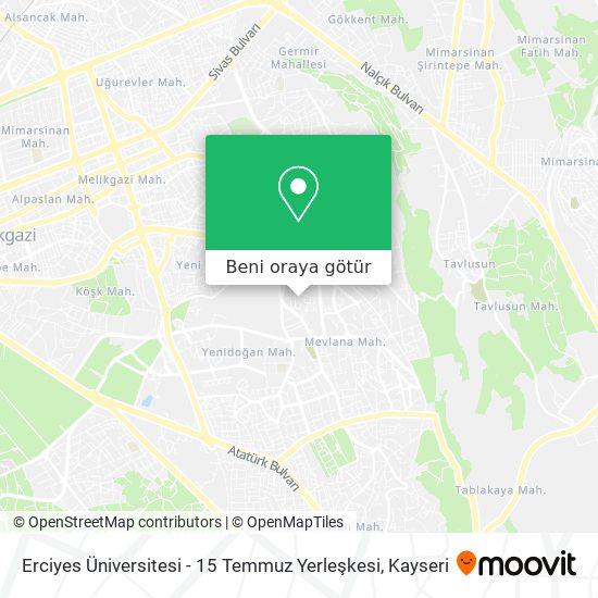 Erciyes Üniversitesi - 15 Temmuz Yerleşkesi harita