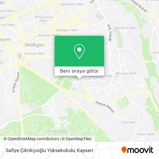 Safiye Çıkrıkçıoğlu Yüksekokulu harita