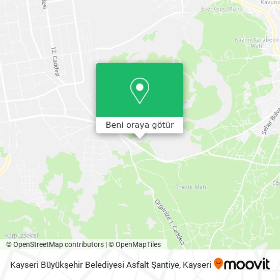 Kayseri Büyükşehir Belediyesi Asfalt Şantiye harita