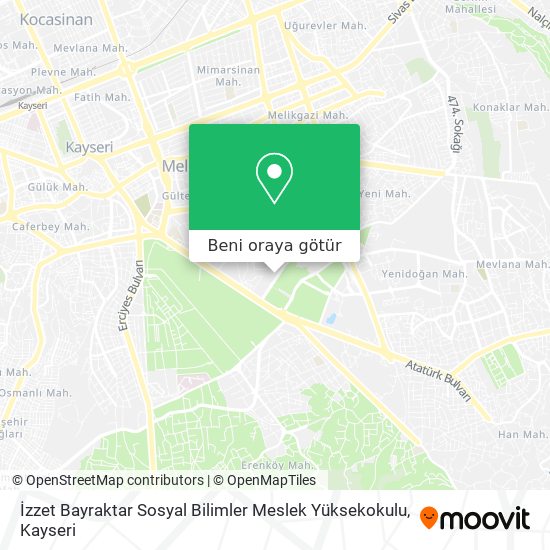 izzet bayraktar sosyal bilimler meslek yuksekokulu melikgazi nerede otobus ile nasil gidilir