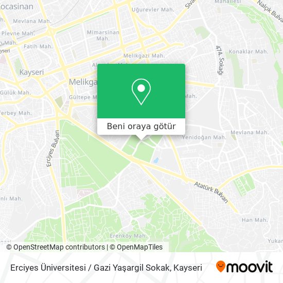 Erciyes Üniversitesi / Gazi Yaşargil Sokak harita