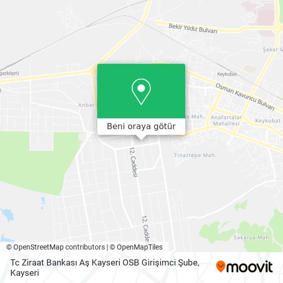 Tc Ziraat Bankası Aş Kayseri OSB Girişimci Şube harita