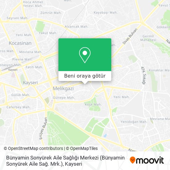 Bünyamin Sonyürek Aile Sağlığı Merkezi (Bünyamin Sonyürek Aile Sağ. Mrk.) harita