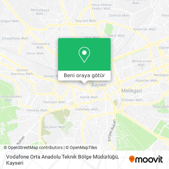 Vodafone Orta Anadolu Teknik Bölge Müdürlüğü harita