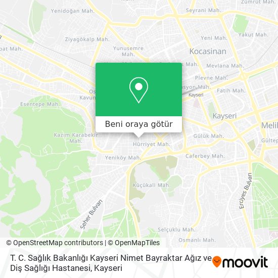 t c saglik bakanligi kayseri nimet bayraktar agiz ve dis sagligi hastanesi melikgazi nerede otobus veya tramvay ile nasil gidilir