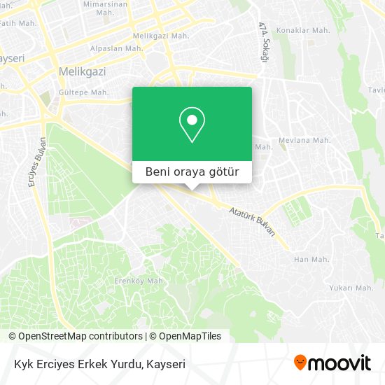 Kyk Erciyes  Erkek Yurdu harita