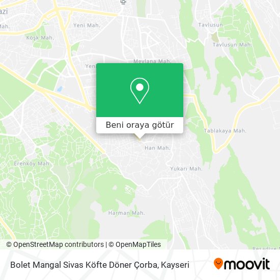 Bolet Mangal Sivas Köfte Döner Çorba harita