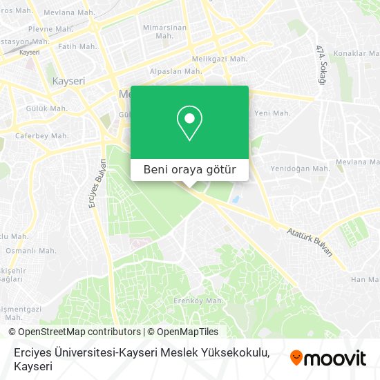 Erciyes Üniversitesi-Kayseri Meslek Yüksekokulu harita