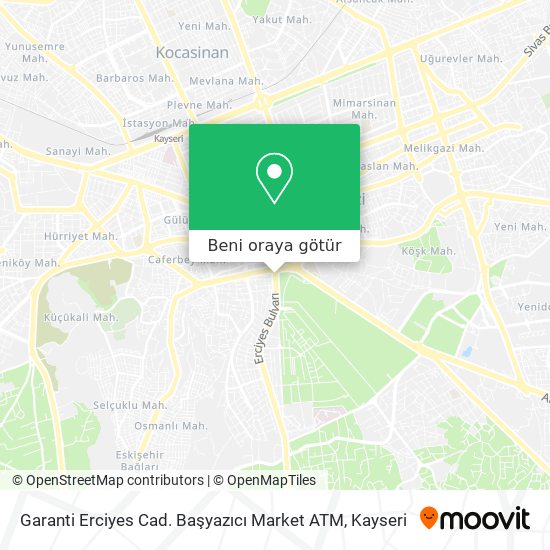 Garanti Erciyes Cad. Başyazıcı Market ATM harita