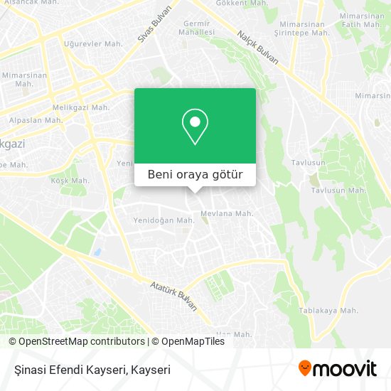 Şinasi Efendi Kayseri harita
