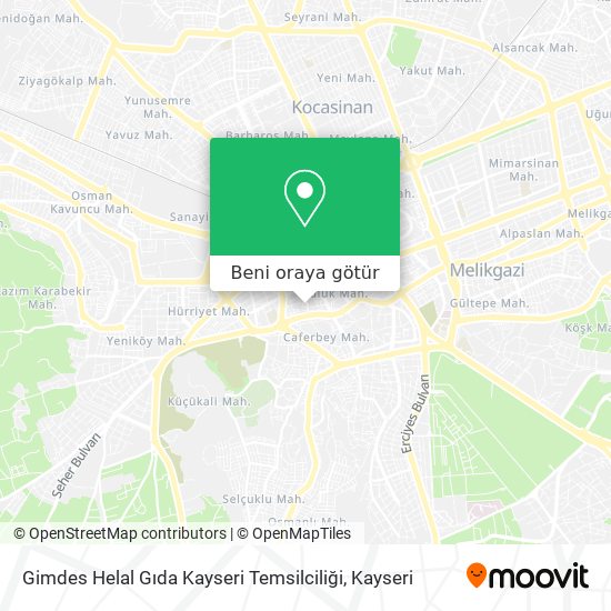 Gimdes Helal Gıda Kayseri Temsilciliği harita