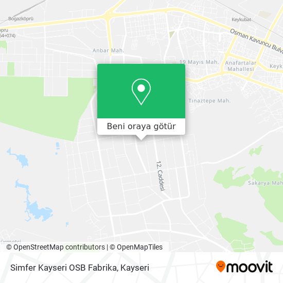 Simfer Kayseri OSB Fabrika harita