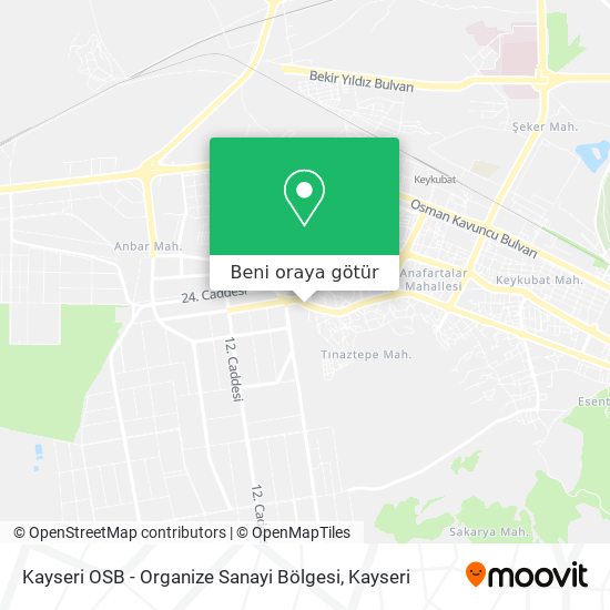 Kayseri OSB - Organize Sanayi Bölgesi harita