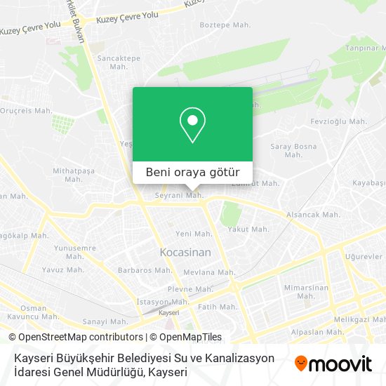 Kayseri Büyükşehir Belediyesi Su ve Kanalizasyon İdaresi Genel Müdürlüğü harita