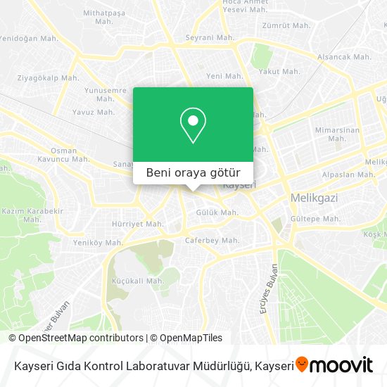 Kayseri Gıda Kontrol Laboratuvar Müdürlüğü harita