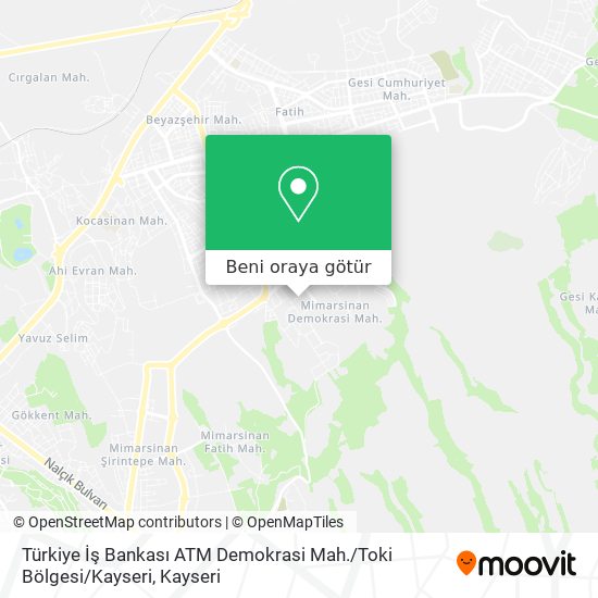 Türkiye İş Bankası ATM Demokrasi Mah. / Toki Bölgesi / Kayseri harita
