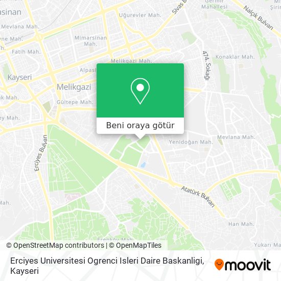 Erciyes Universitesi Ogrenci Isleri Daire Baskanligi harita