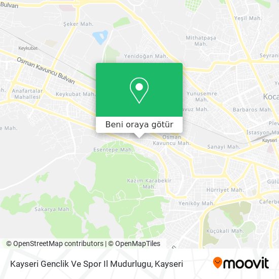 Kayseri Genclik Ve Spor Il Mudurlugu harita