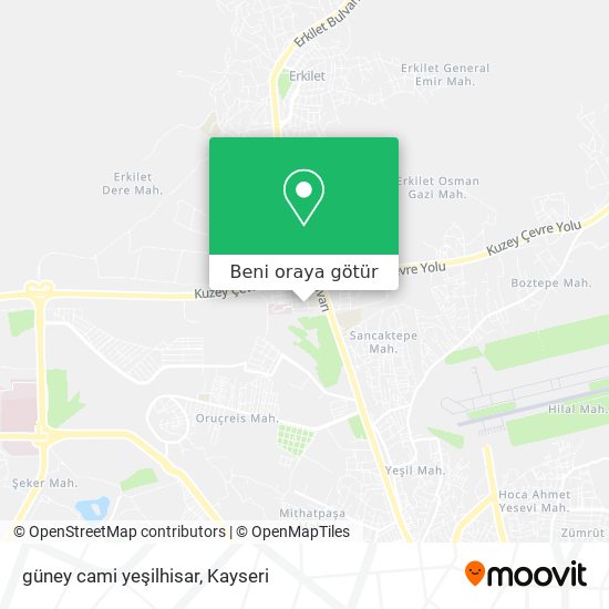güney cami yeşilhisar harita