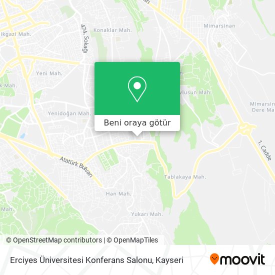 Erciyes Üniversitesi Konferans Salonu harita