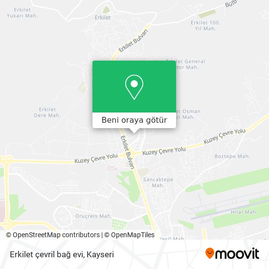 Erkilet çevril bağ evi harita