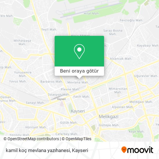 kamil koç mevlana yazıhanesi harita