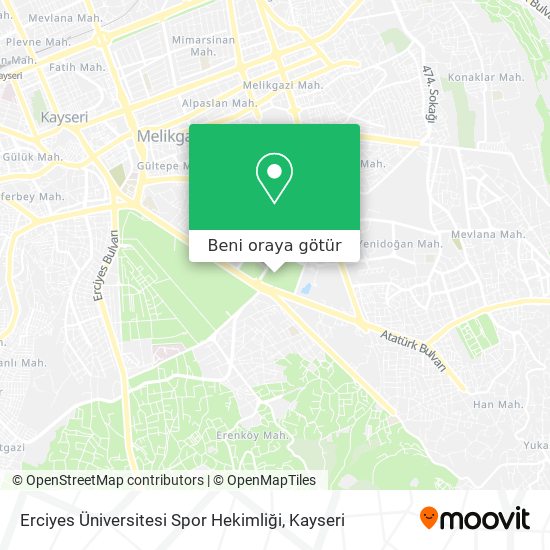 Erciyes Üniversitesi Spor Hekimliği harita