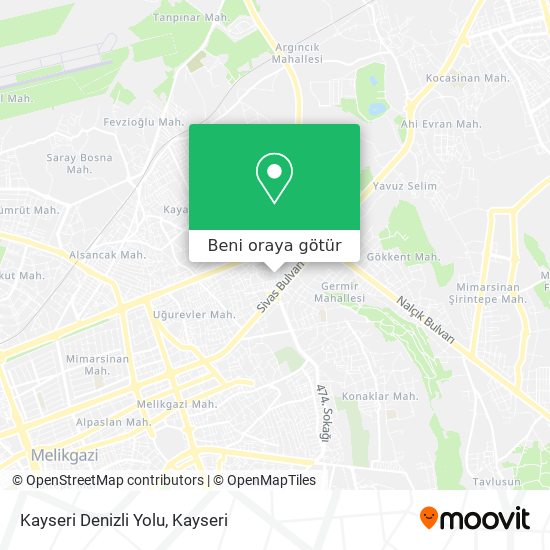 Kayseri Denizli Yolu harita