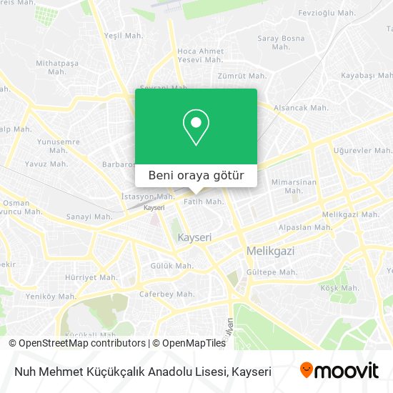 Nuh Mehmet Küçükçalık Anadolu Lisesi harita
