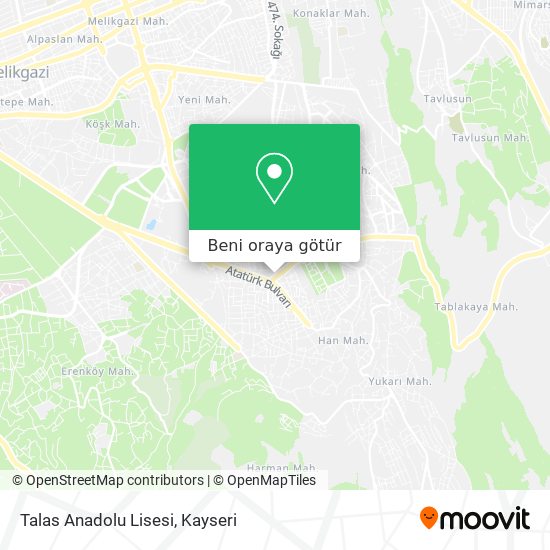 Talas Anadolu Lisesi harita