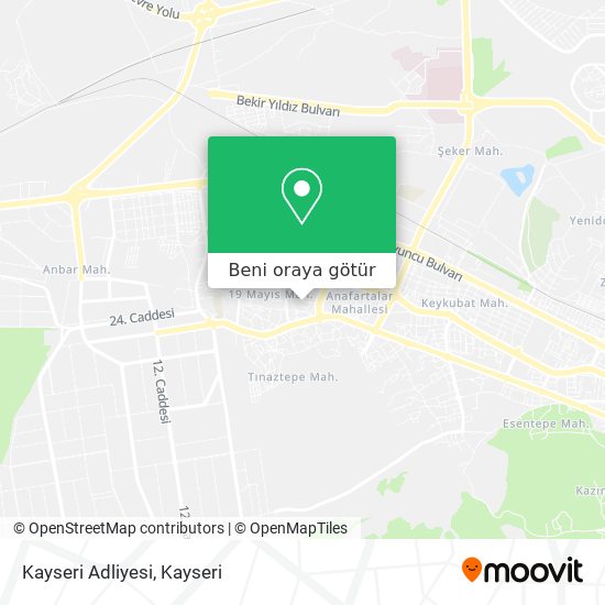 Kayseri Adliyesi harita