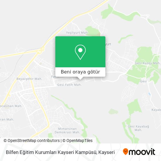 Bilfen Eğitim Kurumları Kayseri Kampüsü harita
