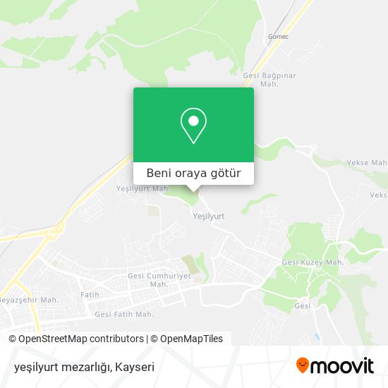 yeşilyurt mezarlığı harita