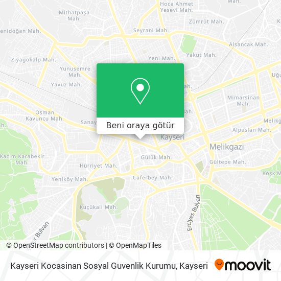 Kayseri Kocasinan Sosyal Guvenlik Kurumu harita