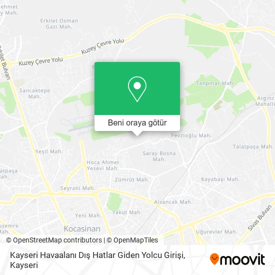 Kayseri Havaalanı Dış Hatlar Giden Yolcu Girişi harita