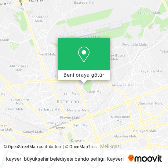 kayseri büyükşehir belediyesi bando şefligi harita