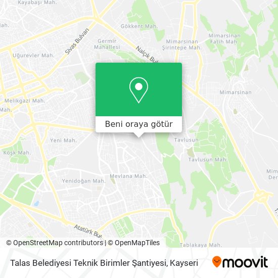 Talas Belediyesi Teknik Birimler Şantiyesi harita