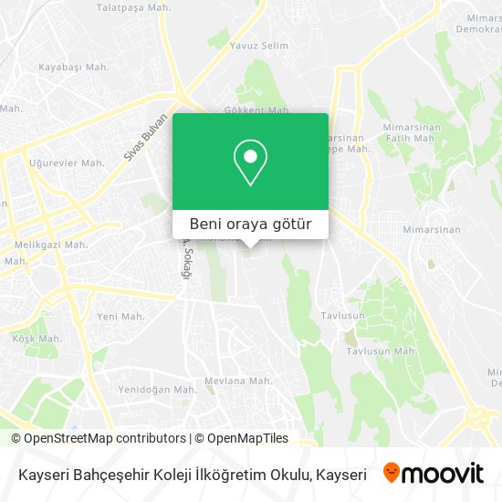 Kayseri Bahçeşehir Koleji İlköğretim Okulu harita