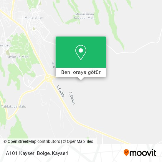 A101 Kayseri Bölge harita